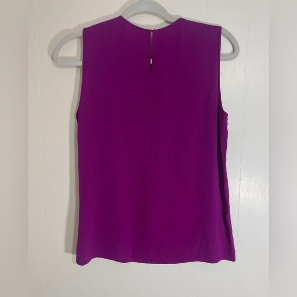 Diane Von Furstenberg 100% Silk Kaley Lily Crepe Sleeveless Purple Blouse Size 4 - Picture 7 of 14
